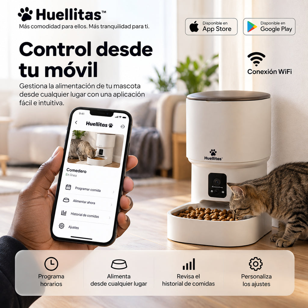 Pack Huellitas™ — Comedero Inteligente 4L con Cámara + Fuente de Agua 3L