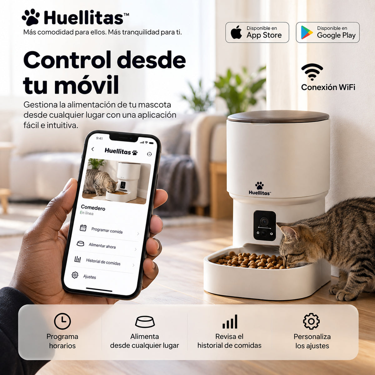 Pack Huellitas™ — Comedero Inteligente 4L con Cámara + Fuente de Agua 3L