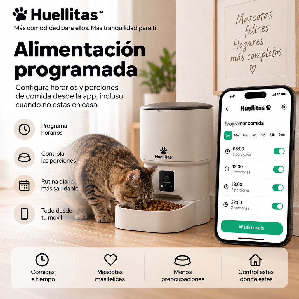 Pack Huellitas™ — Comedero Inteligente 4L con Cámara + Fuente de Agua 3L