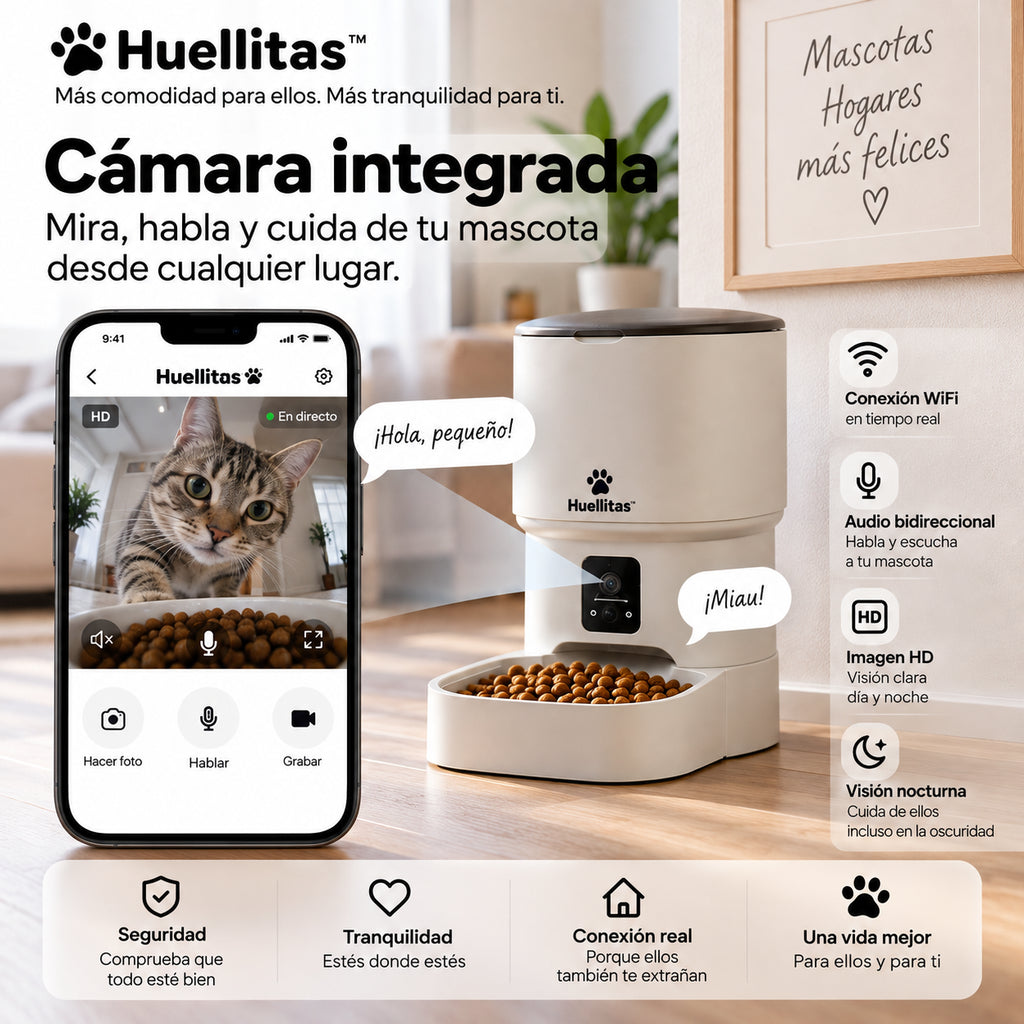 Pack Huellitas™ — Comedero Inteligente 4L con Cámara + Fuente de Agua 3L