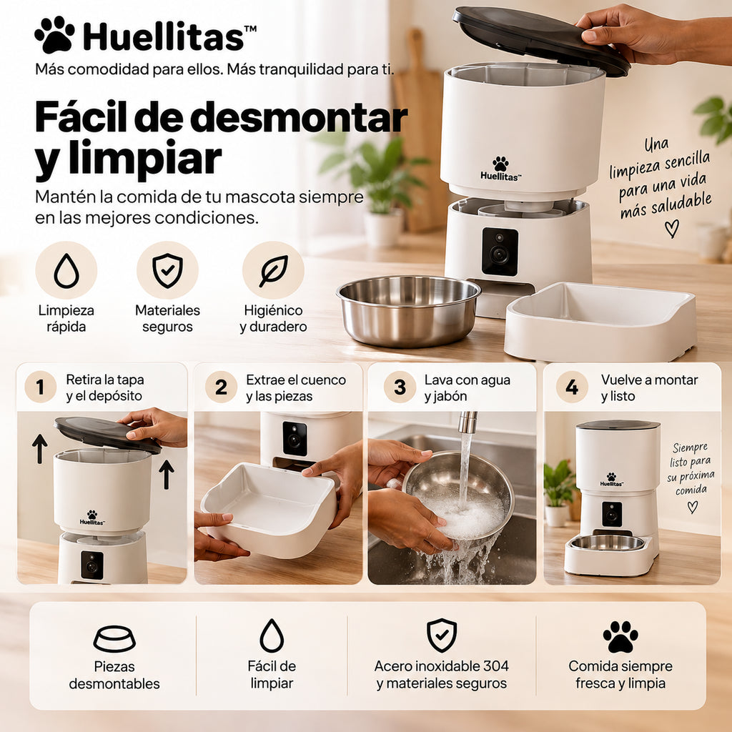 Pack Huellitas™ — Comedero Inteligente 4L con Cámara + Fuente de Agua 3L